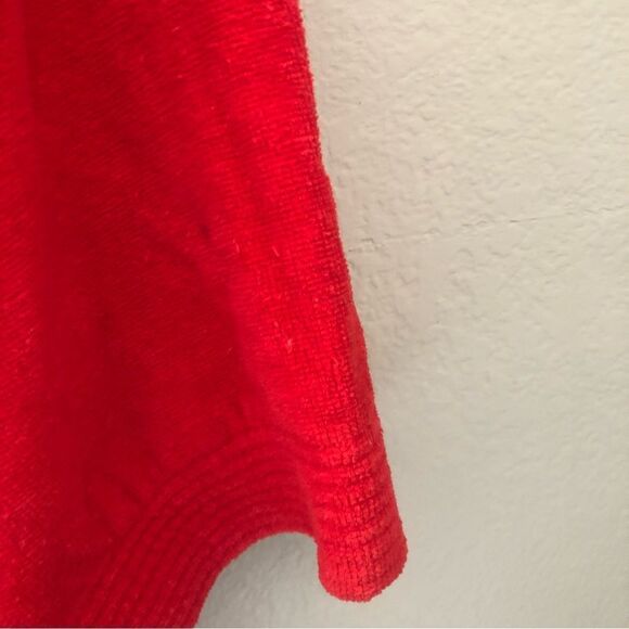 VTG 90s Bill Blass Mens One Size Heavy Terry Cloth Towel Belted Bath Robe Red - Picture 4 of 8